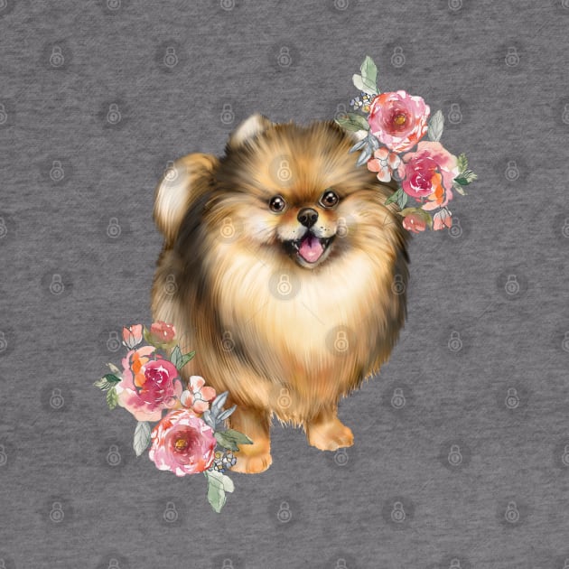 Cute Brown Pomeranian Spitz Puppy Dog by AdrianaHolmesArt